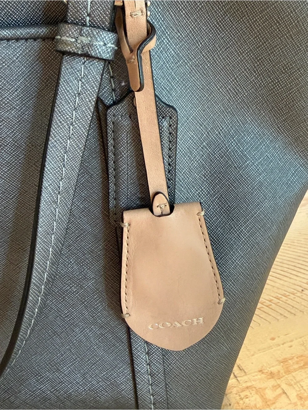 Coach Gray Tote with Leather Hang Tag